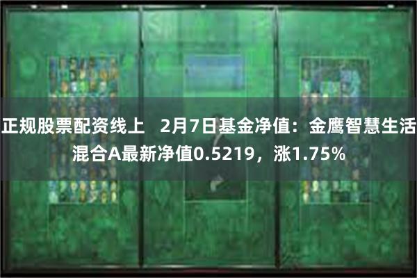 正规股票配资线上   2月7日基金净值：金鹰智慧生活混合A最新净值0.5219，涨1.75%